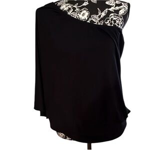 Cable & Guage size large black one shoulder dressy short sleeve T-shirt
NWOT